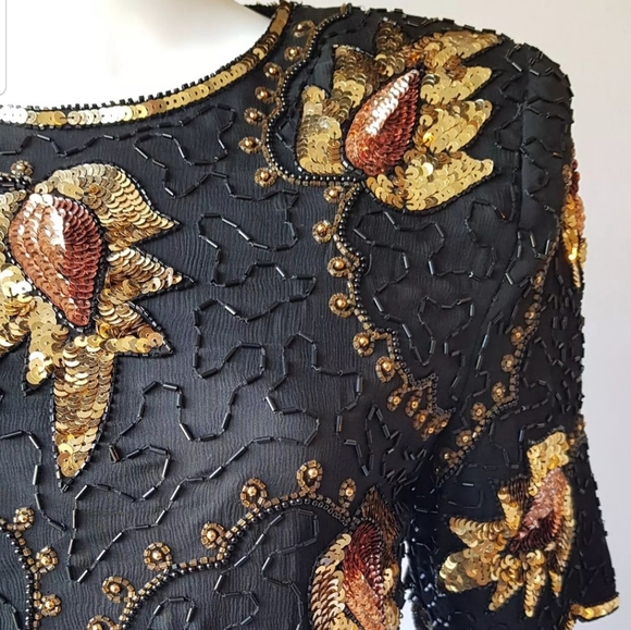 Vintage Hand Embroidery Silk Blouse π - Picture 7 of 9